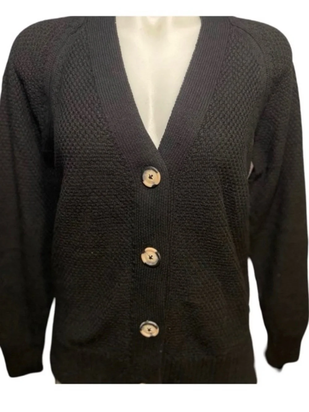 GAP Black V-Neck Button Front Women’s Cardigan Sweater - Picture 5 of 6